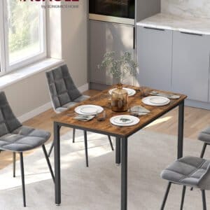 VASAGLE Dining Table, Kitchen Table, 70 x 110 x 77 cm, Dining Table for 4 People, Living Room Desk, for Dining Room, Kitchen, Industrial, Rustic Brown and Black KDT081B01
