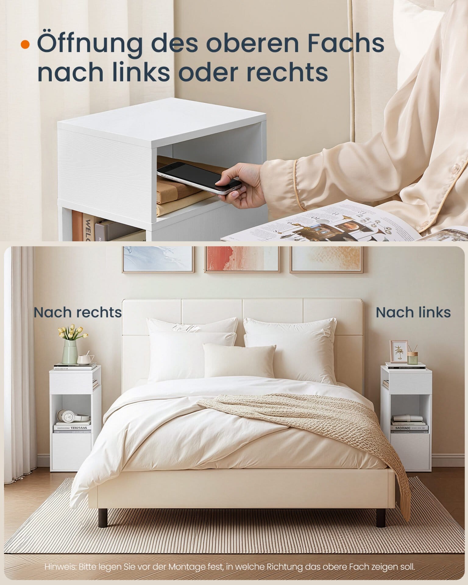 SONGMICS HOME Slim Bedside Table, Superfast Toolless Assembly, Narrow Storage Side Table with 2 Open Compartments & 1 Drawer, Small Bed Side Cabinet for Bedroom, 30 x 25 x 59.4 cm, White LET911WE01 4 SONGMICS HOME Slim Bedside Table, Superfast Toolless Assembly, Narrow Storage Side Table with 2 Open Compartments & 1 Drawer, Small Bed Side Cabinet for Bedroom, 30 x 25 x 59.4 cm, White LET911WE01 - Billede 4
