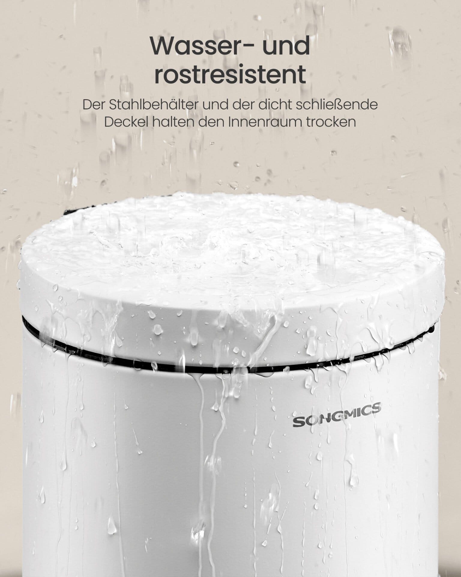 SONGMICS Bathroom Pedal Bin, 0.8 Gallon (3 L) Steel Toilet Bin with Soft-Close Lid, Inner Bucket, for Waste, Bedroom, Cloud White LTB013WZ01 2 SONGMICS Bathroom Pedal Bin, 0.8 Gallon (3 L) Steel Toilet Bin with Soft-Close Lid, Inner Bucket, for Waste, Bedroom, Cloud White LTB013WZ01 - Billede 2