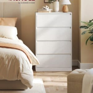 VASAGLE KAILYN Collection - Chest of Drawers for Bedroom, Storage Organiser Unit with 4 Drawers, 40 x 60 x 97.4 cm, Modern Style, Snow White LTS614WE02