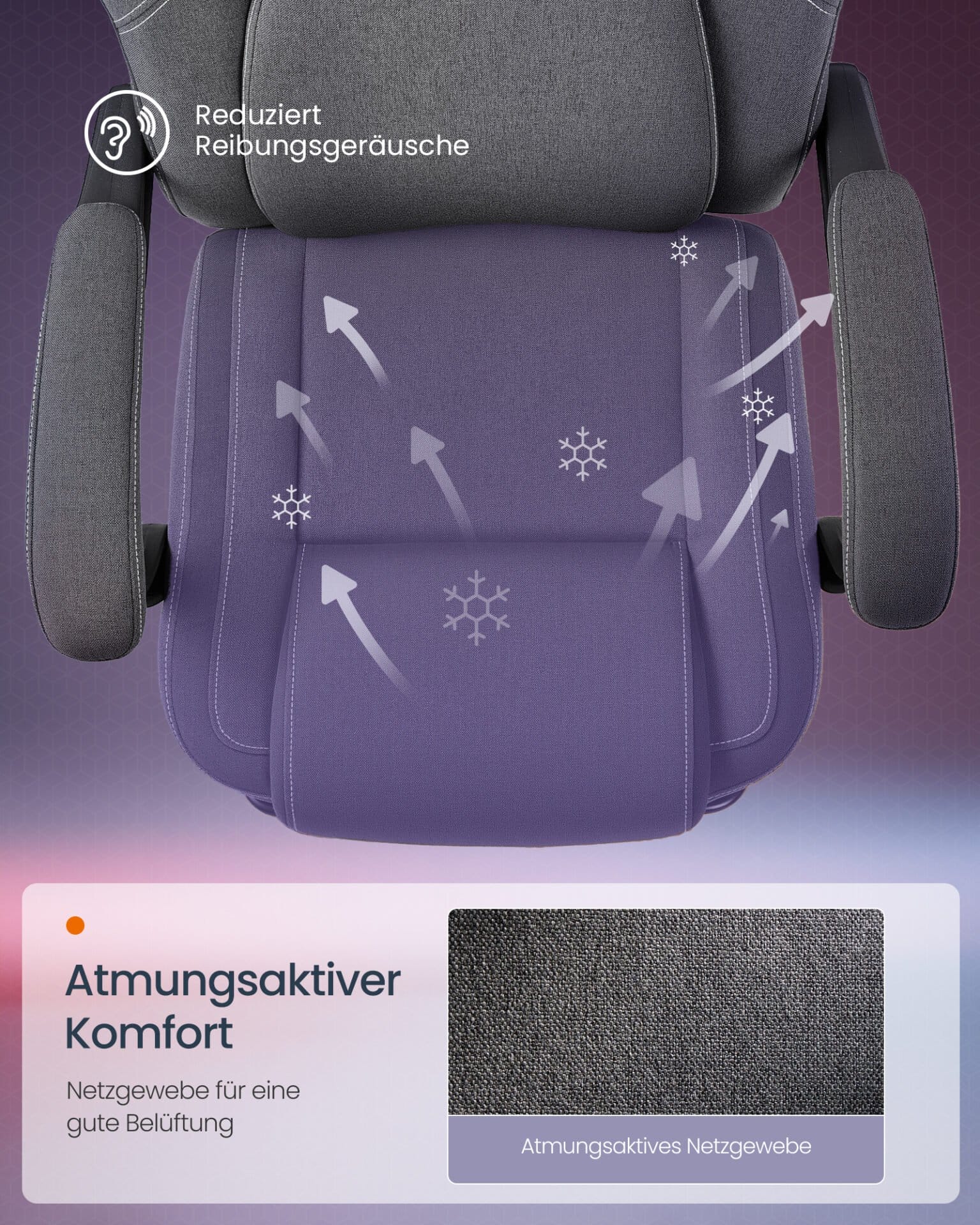 SONGMICS HOME Gaming Chair Ergonomic Computer Chair with Footrest Office Swivel Chair with Pillow Cotton Linen Blend Height Adjustable Dove Grey OBG072G01 2 SONGMICS HOME Gaming Chair Ergonomic Computer Chair with Footrest Office Swivel Chair with Pillow Cotton Linen Blend Height Adjustable Dove Grey OBG072G01 - Billede 2