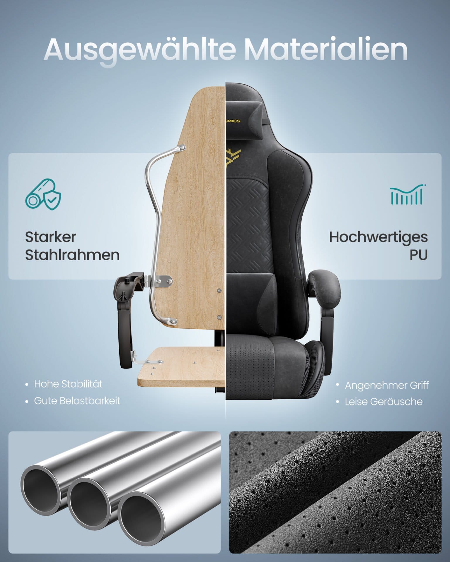 Ergonomisk Gamingstol, Sædehynde med Fjedre, Kontorstol 3 Ergonomisk Gamingstol, Sædehynde med Fjedre, Kontorstol - Billede 3