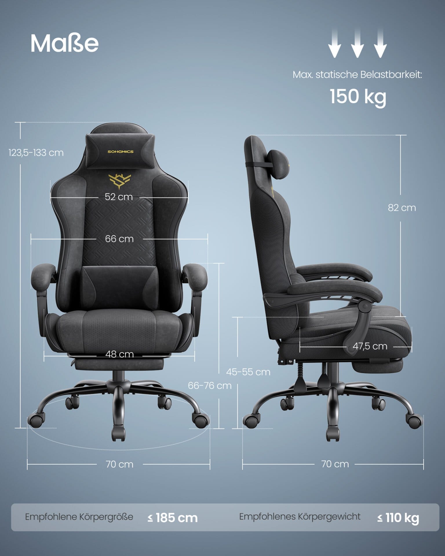Ergonomisk Gamingstol, Sædehynde med Fjedre, Kontorstol 6 Ergonomisk Gamingstol, Sædehynde med Fjedre, Kontorstol - Billede 6