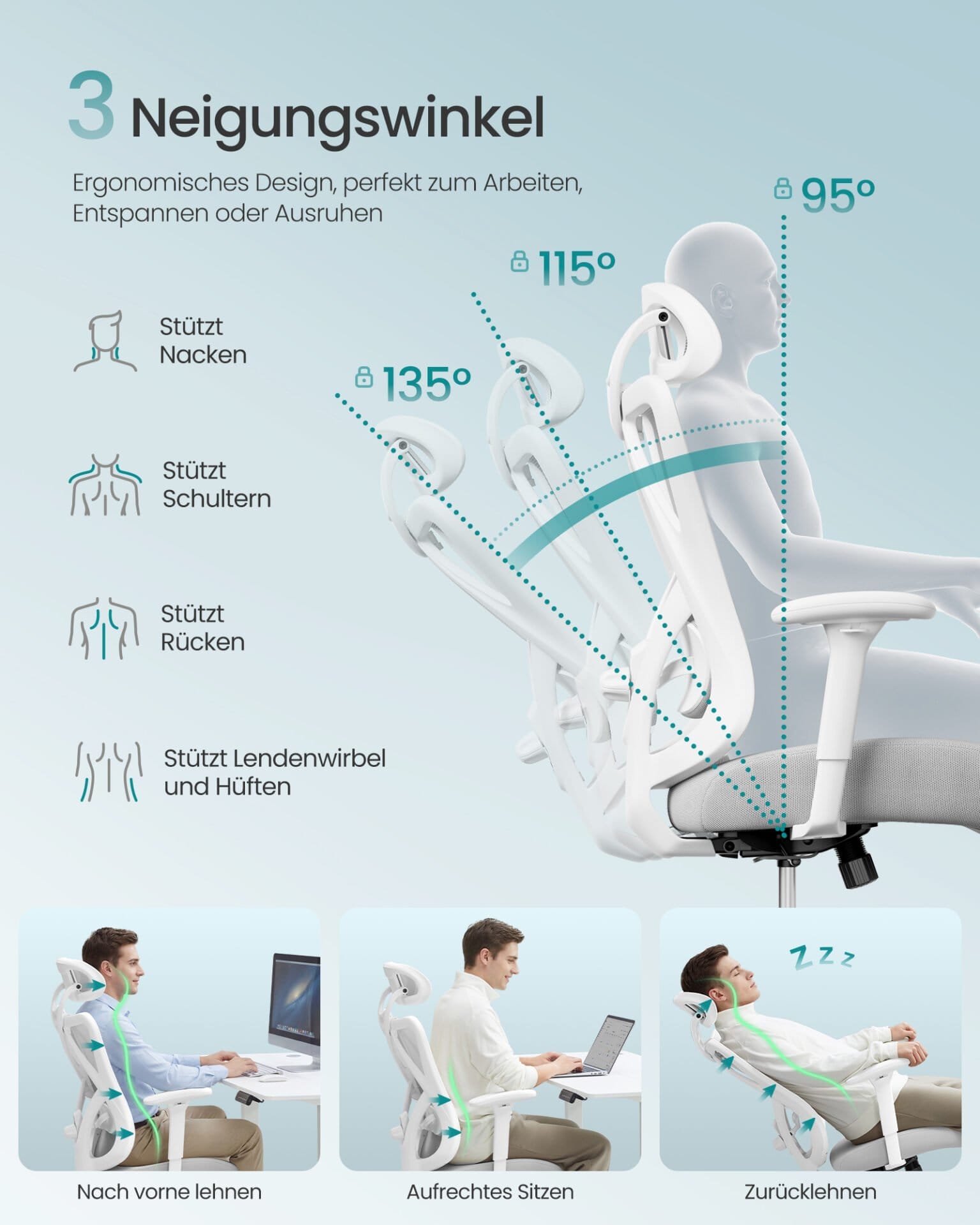 SONGMICS Ergonomic Office Chair, Desk Chair, Computer Chair, Mesh Chair, Adjustable Lumbar and Head Cushion, Load Capacity up to 150 kg, Height Adjustable, Cappuccino Beige OBN063GD02 3 SONGMICS Ergonomic Office Chair, Desk Chair, Computer Chair, Mesh Chair, Adjustable Lumbar and Head Cushion, Load Capacity up to 150 kg, Height Adjustable, Cappuccino Beige OBN063GD02 - Billede 3