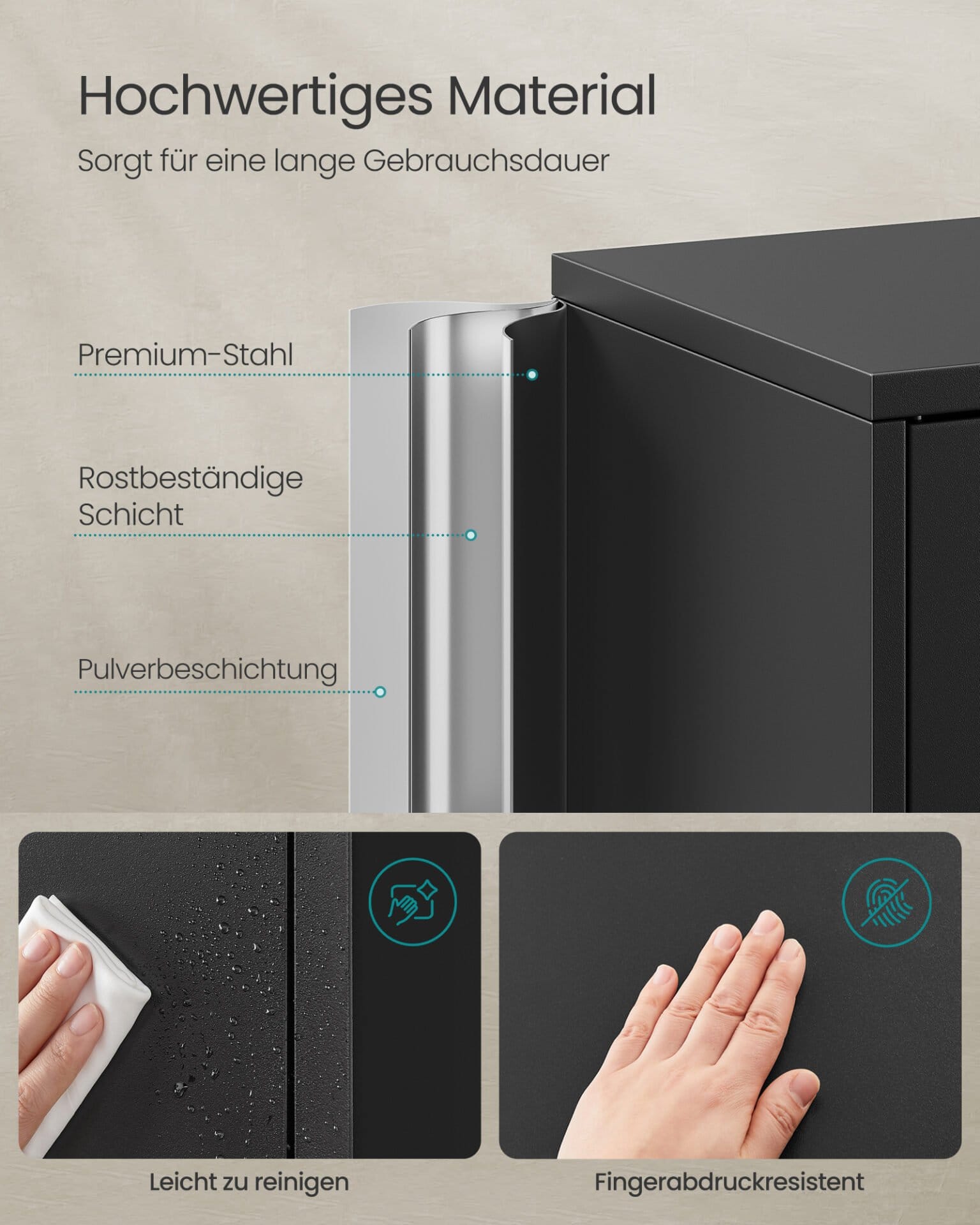 SONGMICS OMC016B01 Multi-Purpose Office Cabinet with 4 Doors and 5 Levels, 40 x 80 x 180 cm, 2 Locks, Adjustable Shelves, Steel Storage Cabinet, Matt Black 4 SONGMICS OMC016B01 Multi-Purpose Office Cabinet with 4 Doors and 5 Levels, 40 x 80 x 180 cm, 2 Locks, Adjustable Shelves, Steel Storage Cabinet, Matt Black - Billede 4