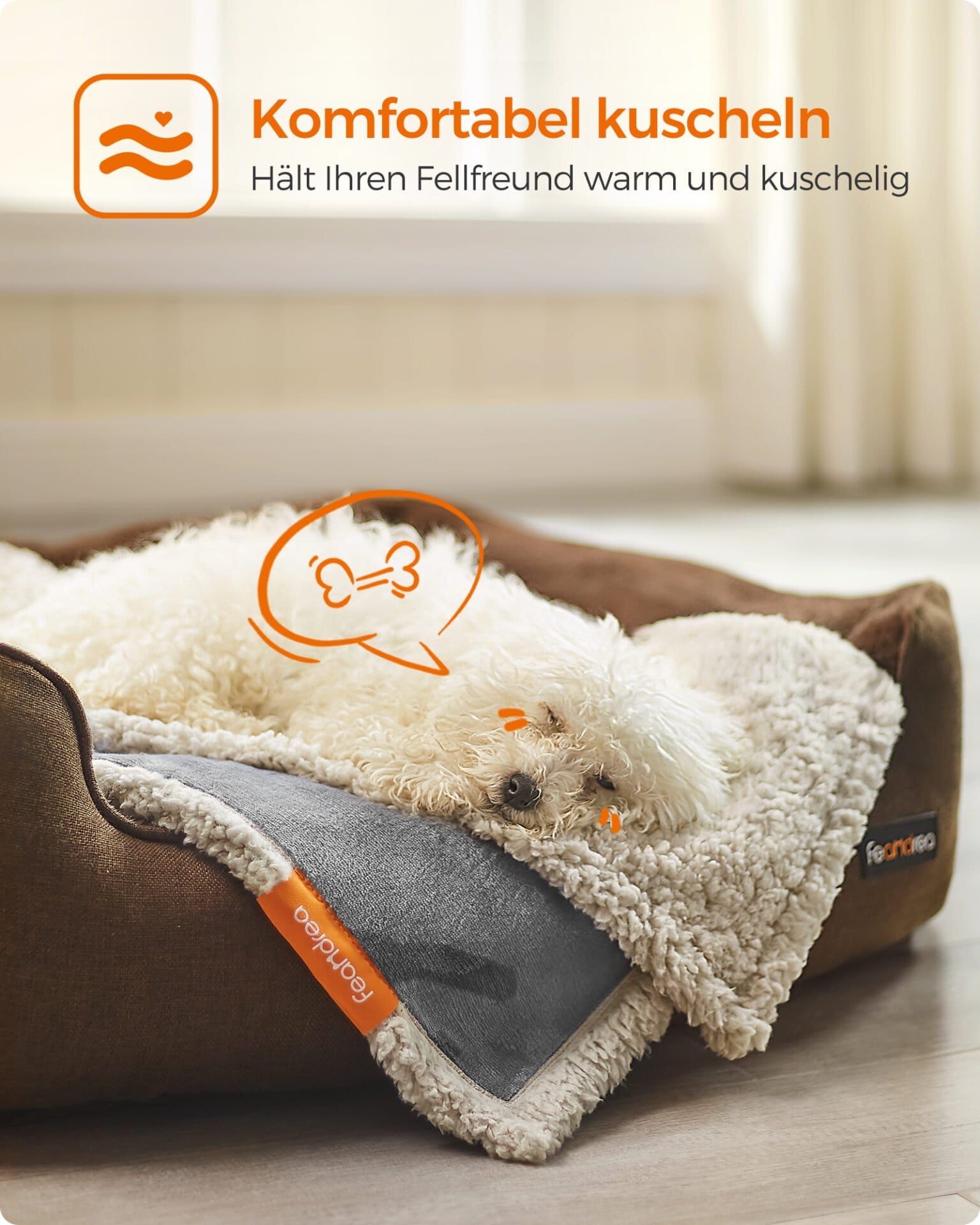 Feandrea Waterproof Dog Blanket, Sherpa Fleece Pet Blanket for Miniature Dogs, Cats, 73 x 63 cm, S, Machine Washable, Reversible Dog Couch Cover Protector, Grey PPB029G01 3 Feandrea Waterproof Dog Blanket, Sherpa Fleece Pet Blanket for Miniature Dogs, Cats, 73 x 63 cm, S, Machine Washable, Reversible Dog Couch Cover Protector, Grey PPB029G01 - Billede 3