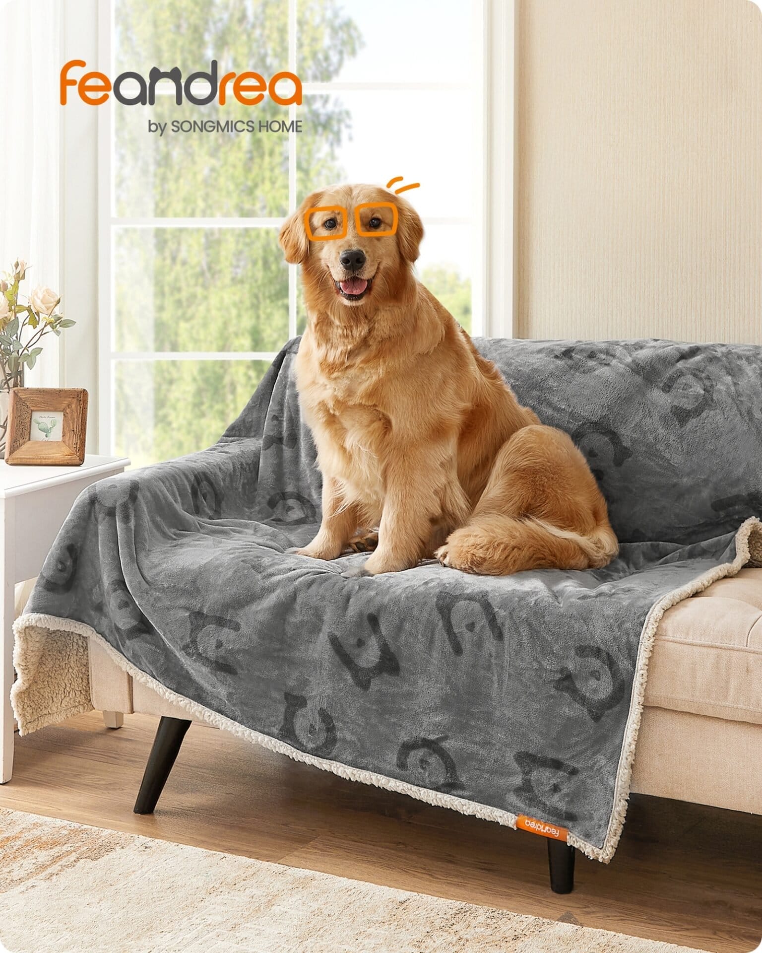 Feandrea Waterproof Dog Blanket, Sherpa Fleece Pet Blanket for Large and Extra Large Dogs, Cats, 203 x 152 cm, XXL, Machine Washable, Reversible Dog Couch Cover Protector, Grey PPB080G01 1 Feandrea Waterproof Dog Blanket, Sherpa Fleece Pet Blanket for Large and Extra Large Dogs, Cats, 203 x 152 cm, XXL, Machine Washable, Reversible Dog Couch Cover Protector, Grey PPB080G01