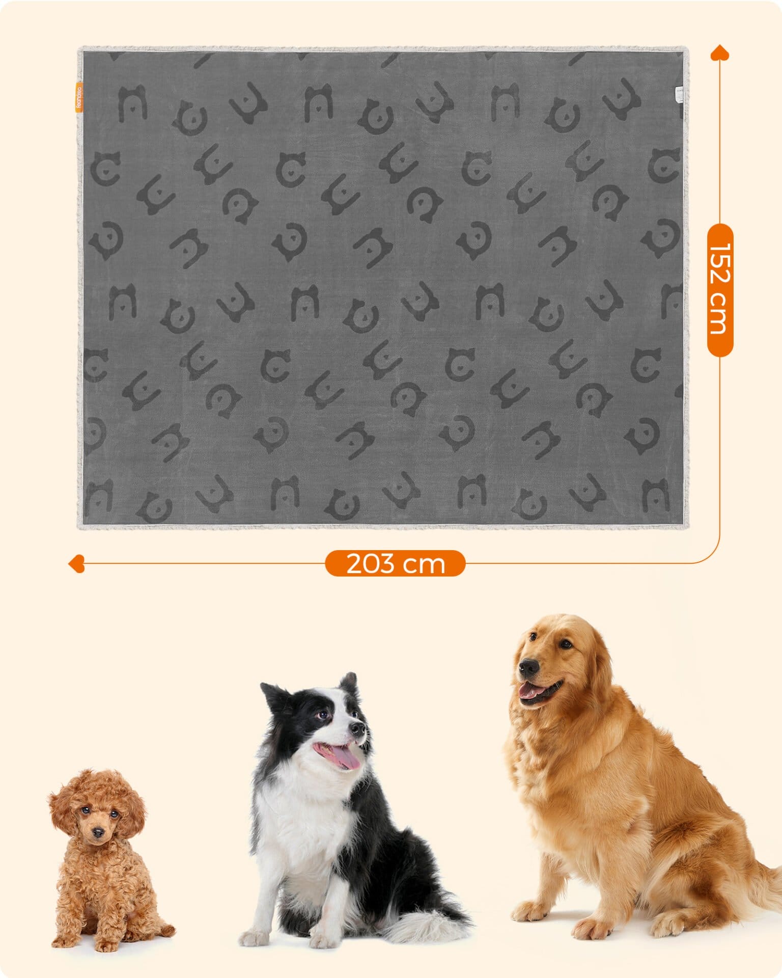 Feandrea Waterproof Dog Blanket, Sherpa Fleece Pet Blanket for Large and Extra Large Dogs, Cats, 203 x 152 cm, XXL, Machine Washable, Reversible Dog Couch Cover Protector, Grey PPB080G01 5 Feandrea Waterproof Dog Blanket, Sherpa Fleece Pet Blanket for Large and Extra Large Dogs, Cats, 203 x 152 cm, XXL, Machine Washable, Reversible Dog Couch Cover Protector, Grey PPB080G01 - Billede 5
