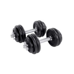 SONGMICS 2-in-1 Dumbbells Set, 2 x 15 kg Cast Iron Adjustable Weights, with Extra Steel Barbell Bar, Fitness Training, Weight Lifting, at Home Gym, Black SYL30LBK