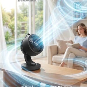 SONGMICS Table Fan, Quiet Fan 20 dB, Air Circulator LED Display, Remote Control, Efficient Cooling, 70° Oscillation, 8 Speeds, 12 Hour Timer, Ink Black XFC001B1EU